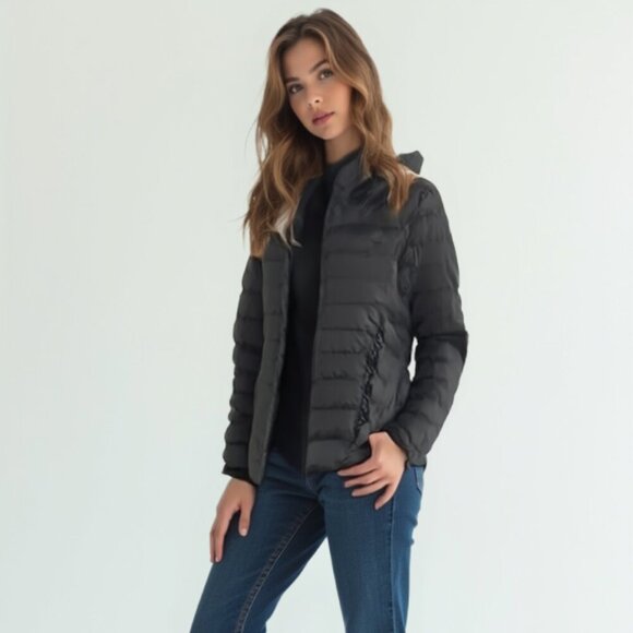 Uniqlo down feather Black Puffer Jacket L - Picture 1 of 10